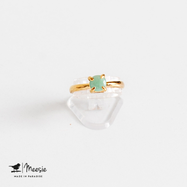 Ring: Aquamarijn edelsteen goud op zilver - 3 ringen Ring: Aquamarijn edelsteen goud op zilver - 3 ringen